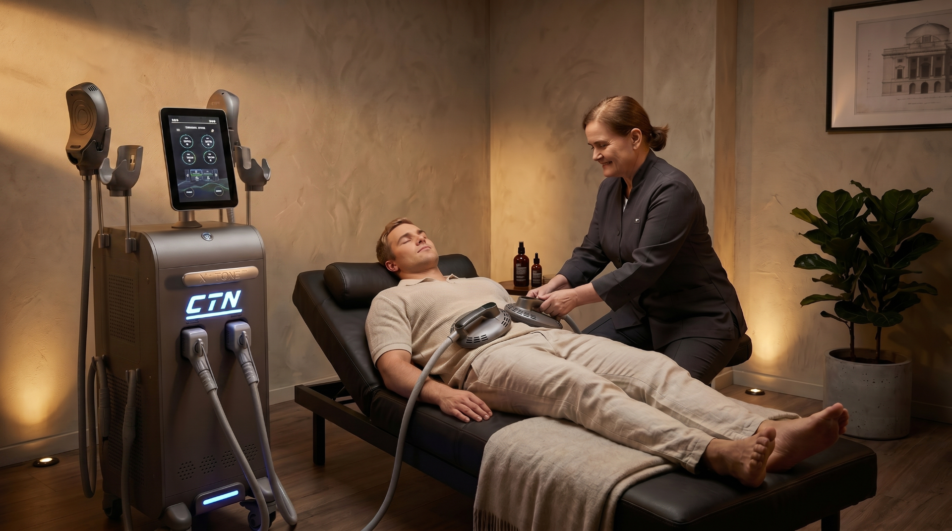 CTN X-TONE muscle stimulation device in a clinic room